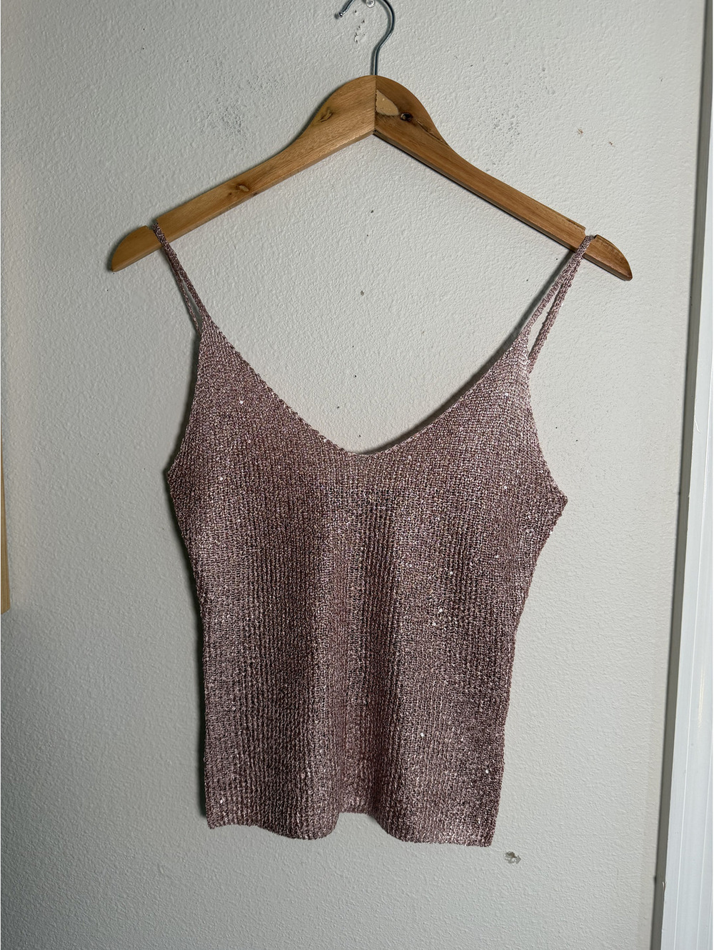 White Fox Love Galore Sequin Knit Top Pink NWT Size M